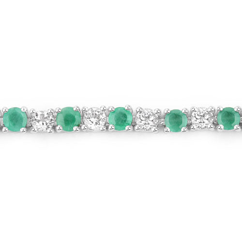 Pulsera de plata de ley .925 con esmeralda genuina de 5.77 quilates y topacio blanco