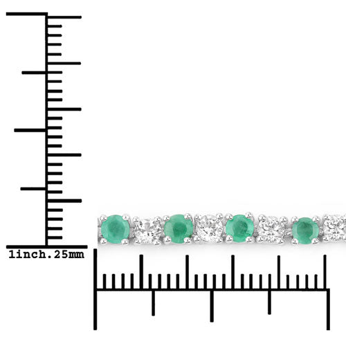 Pulsera de plata de ley .925 con esmeralda genuina de 5.77 quilates y topacio blanco