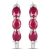 1.81 Carat Genuine Ruby and White Diamond .925 Sterling Silver Earrings
