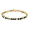 Pulsera de tenis de oro amarillo de 18 quilates con alternancia de diamantes de 1 1/5 Cttw y zafiros azules de 3x3 mm (color G-H, claridad VS1-VS2) - 7 pulgadas