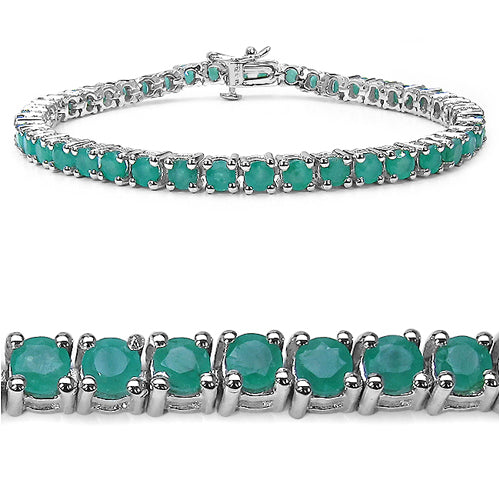 Pulsera de plata de ley .925 con esmeralda genuina de 7,48 quilates