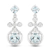 4.42 Carat Genuine Aquamarine and White Zircon .925 Sterling Silver Earrings