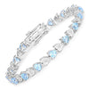 Pulsera de plata de ley .925 con topacio azul genuino de 7,64 quilates y diamantes blancos