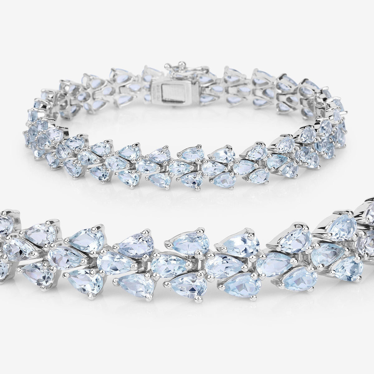 Pulsera de Plata de Ley 925 con Aguamarina Genuina de 14,11 Quilates