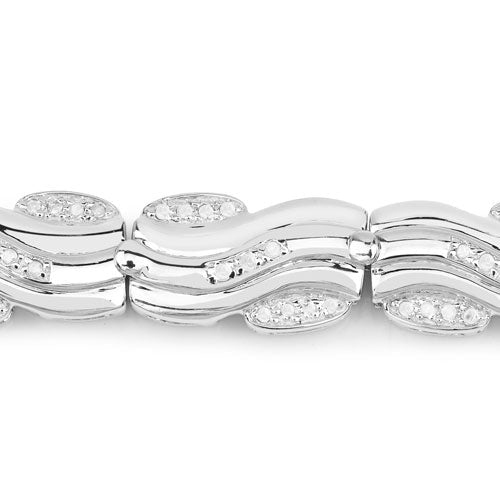 Pulsera de Plata de ley .925 con Diamantes Blancos Genuinos de 0,84 Quilates