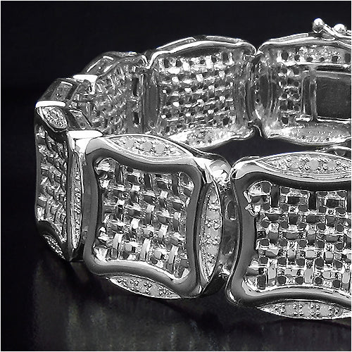 Pulsera de plata de ley .925 con baño de oro amarillo de 14K y diamantes blancos auténticos de 0,67 quilates