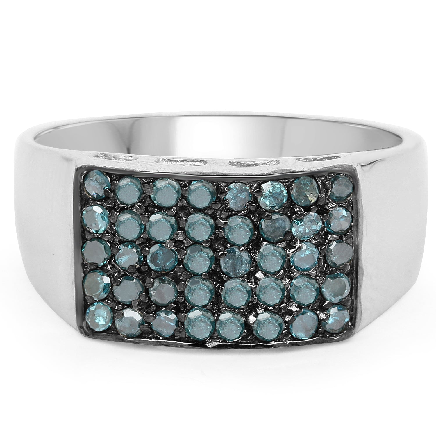 Anillo de plata de ley .925 con diamante azul genuino de 0,48 quilates