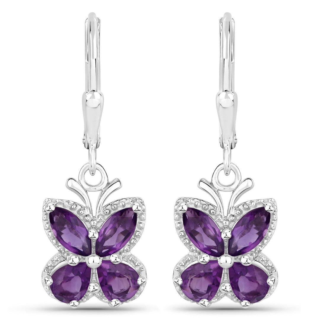2.12 Carat Genuine Amethyst .925 Sterling Silver Earrings