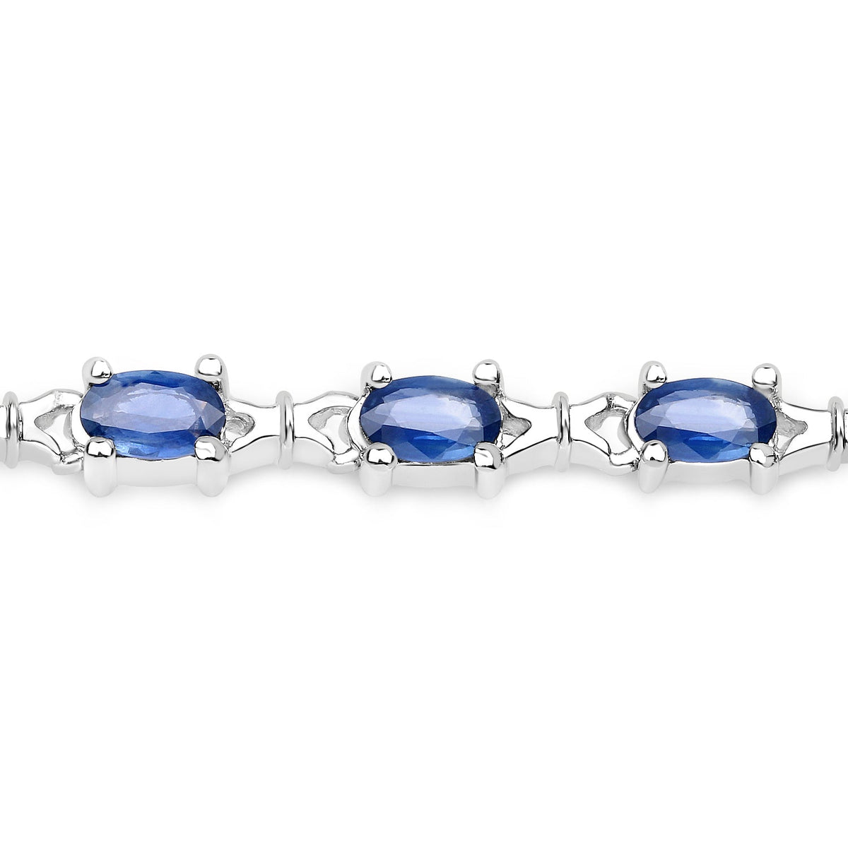 4.18 Carat Genuine Blue Sapphire .925 Sterling Silver Bracelet - изображение 2 из 6