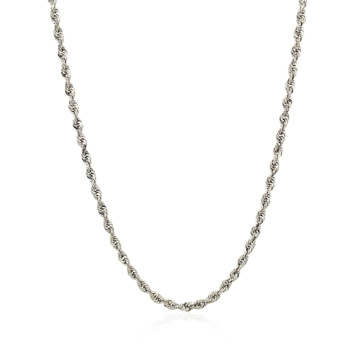 Cadena de oro blanco macizo de 14k, 2.5mm, corte diamante