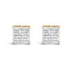 10K Yellow Gold 2.0 Cttw Invisible-Set Princess-Cut Diamond Stud Earrings