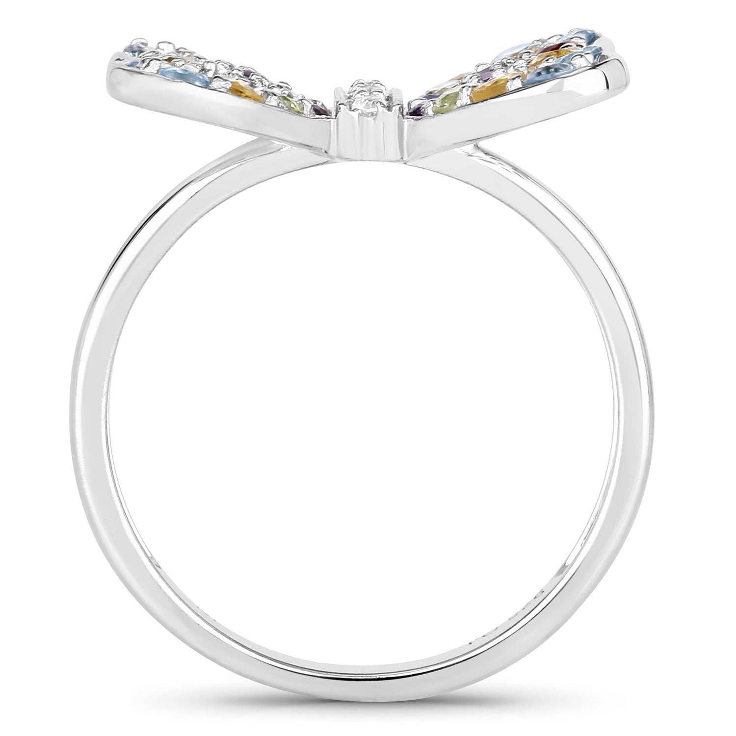 Anillo de plata de ley .925 con varias piedras preciosas de 1,18 quilates
