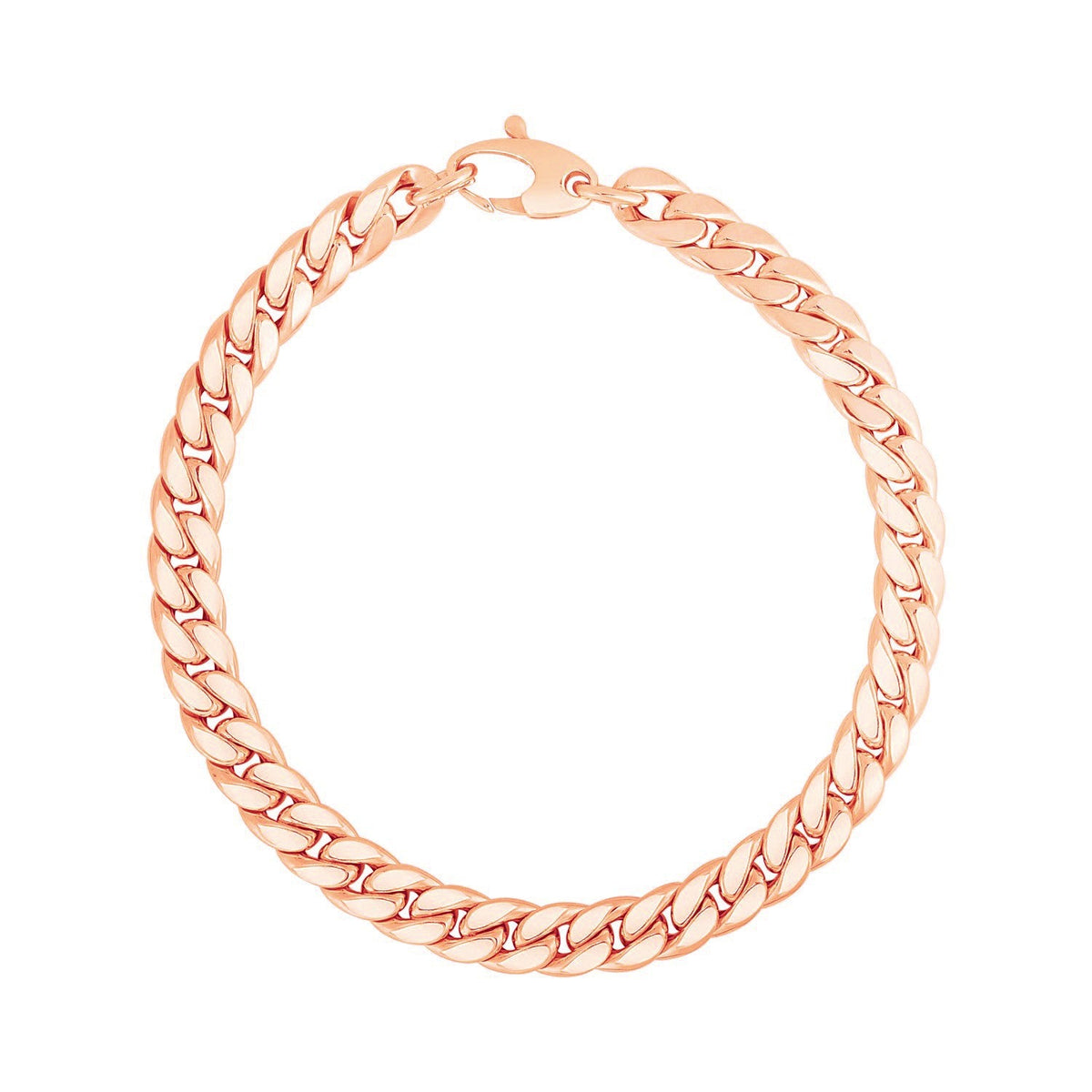 Pulsera eslabones cubanos de oro rosa de 14K