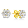 14K Yellow Gold 1/2 Cttw Brilliant Round Cut Diamond Floral Cluster Stud Earrings with Pushbacks (J-K Color, VS2-SI1 Clarity)
