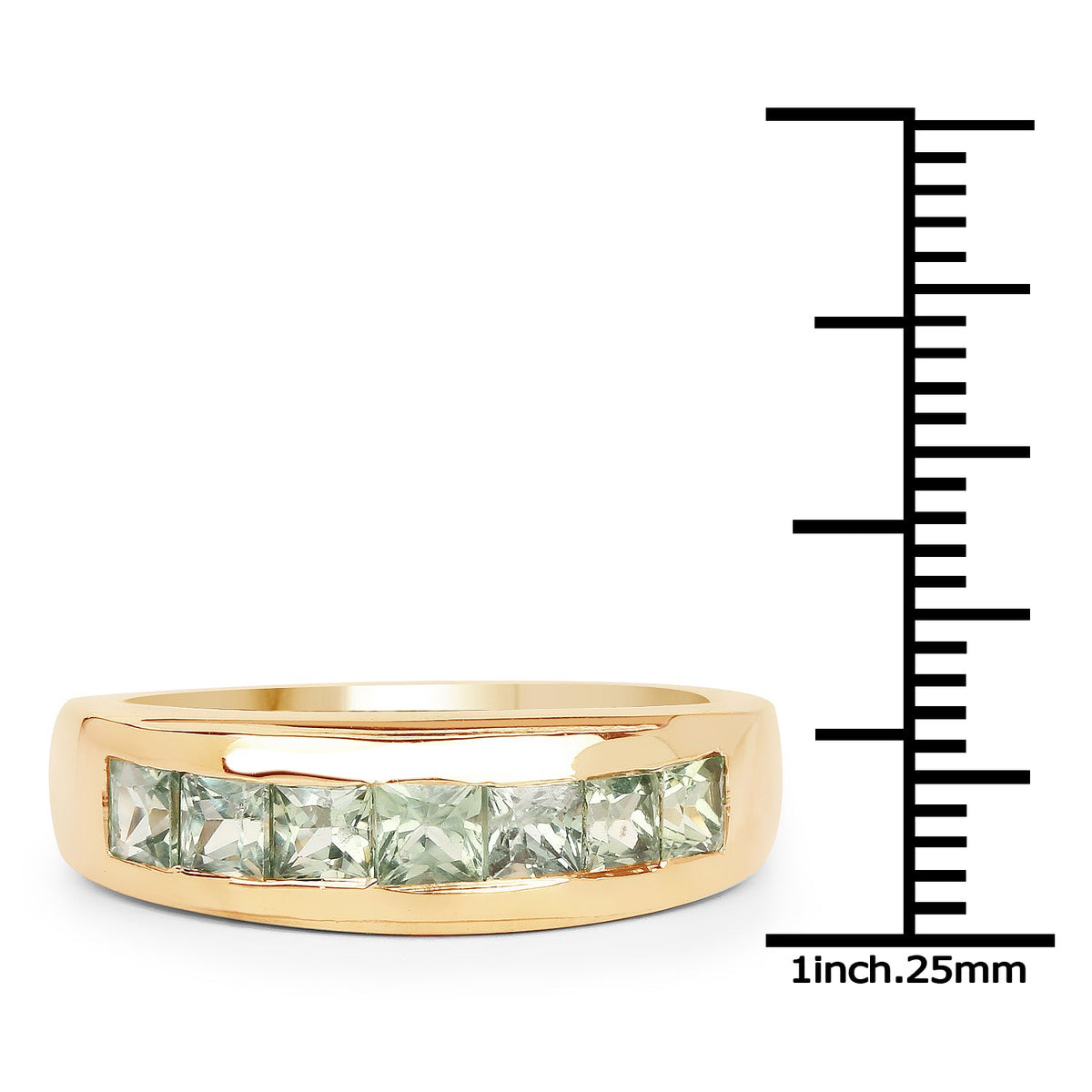 Anillo de plata de ley .925 chapado en oro amarillo de 14 quilates con zafiro verde auténtico de 1.26 quilates