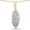 14K Yellow Gold Plated 1.56 Carat Genuine Tanzanite .925 Sterling Silver Pendant
