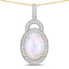 3.30 Carat Genuine Ethiopian Opal and White Diamond 14K Yellow Gold Pendant