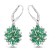 3.04 Carat Genuine Zambian Emerald and White Zircon .925 Sterling Silver Earrings