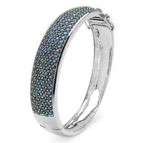 10.00 Carat Genuine Blue Sapphire .925 Sterling Silver Bangle - изображение 2 из 2