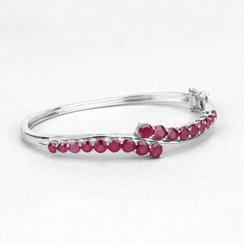 Brazalete de plata de ley .925 con rubí relleno de cristal de 9,10 quilates