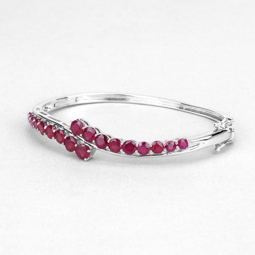 Brazalete de plata de ley .925 con rubí relleno de cristal de 9,10 quilates