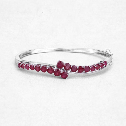 Brazalete de plata de ley .925 con rubí relleno de cristal de 9,10 quilates
