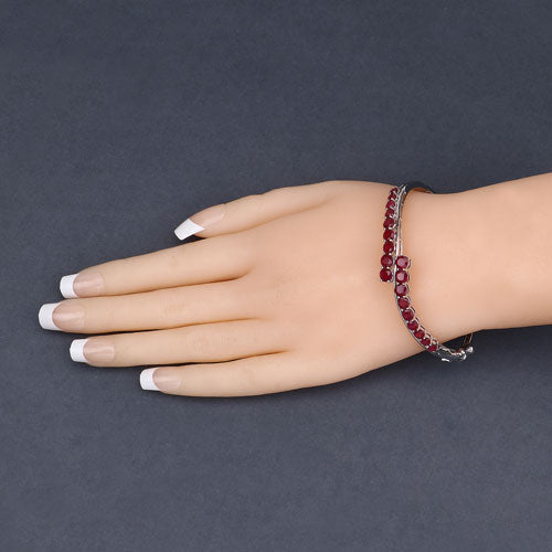 Brazalete de plata de ley .925 con rubí relleno de cristal de 9,10 quilates