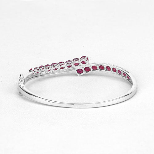 Brazalete de plata de ley .925 con rubí relleno de cristal de 9,10 quilates