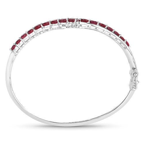 Brazalete de plata de ley .925 con rubí relleno de cristal de 9,10 quilates
