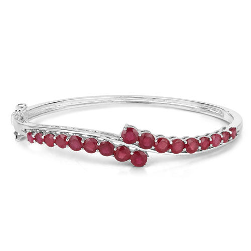 Brazalete de plata de ley .925 con rubí relleno de cristal de 9,10 quilates
