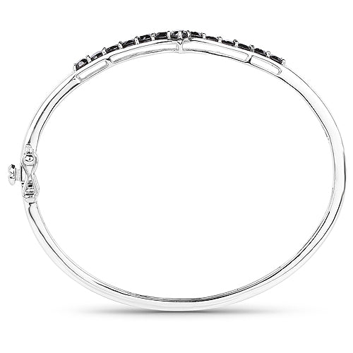 Brazalete de plata de ley .925 con diamante negro auténtico de 2,28 quilates