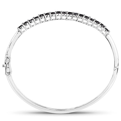 Brazalete de plata de ley .925 con diamante negro auténtico de 2.50 quilates