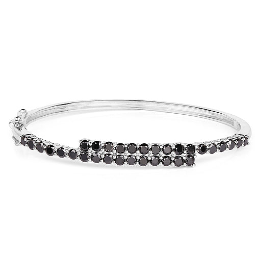 Brazalete de Plata Fina .925 con Diamante Negro Genuino de 4.00 Quilates