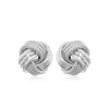 14k White Gold Love Knot with Ridge Texture Earrings