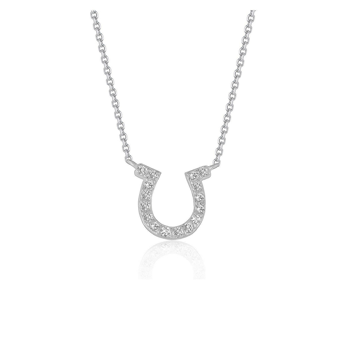 Colgante de oro blanco de 14k con diseño de herradura y diamantes
