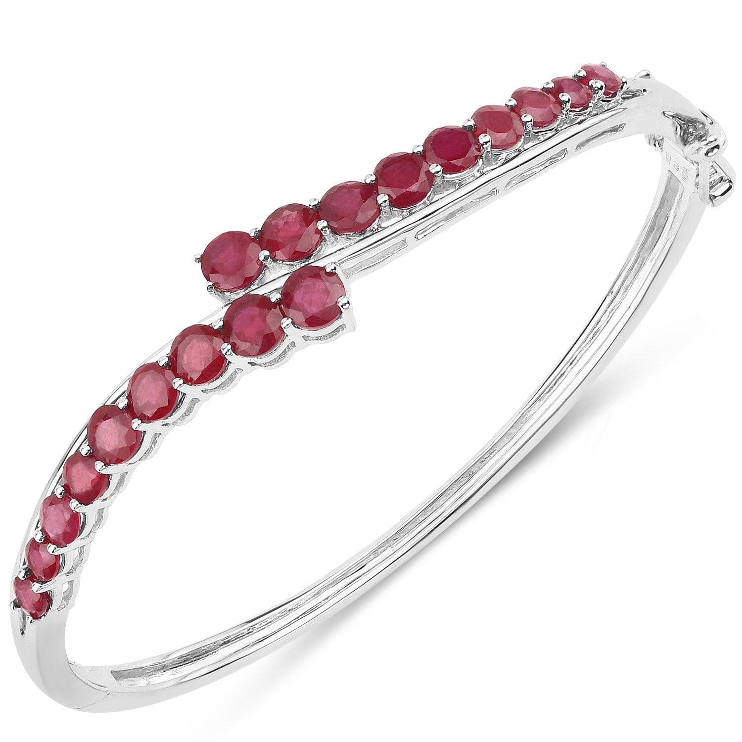 Brazalete de plata de ley .925 con rubí relleno de cristal de 9,10 quilates
