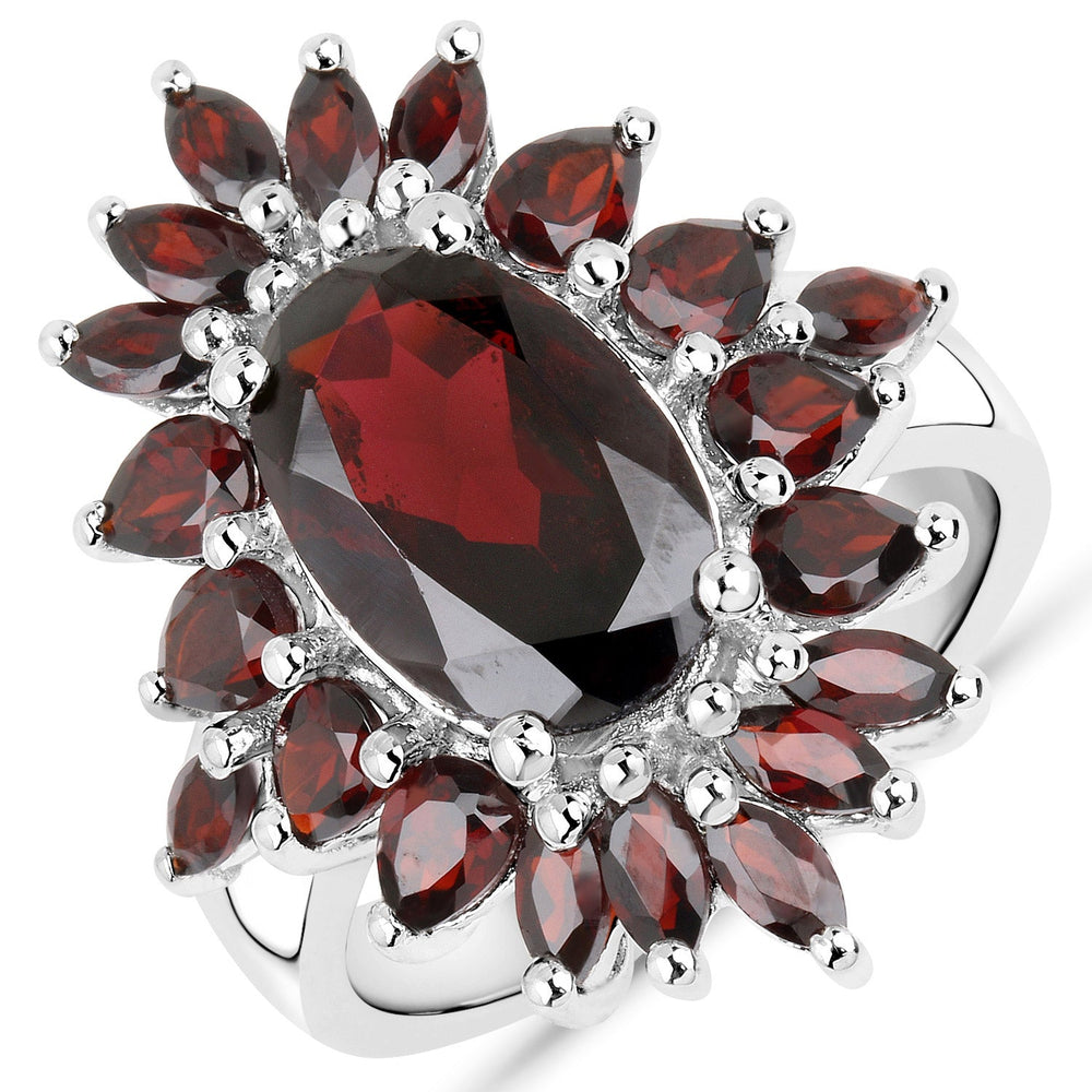 Juego de joyas de 3 piezas de granate genuino de 20,24 quilates en plata de ley 925 (anillo, pendientes y colgante con cadena)