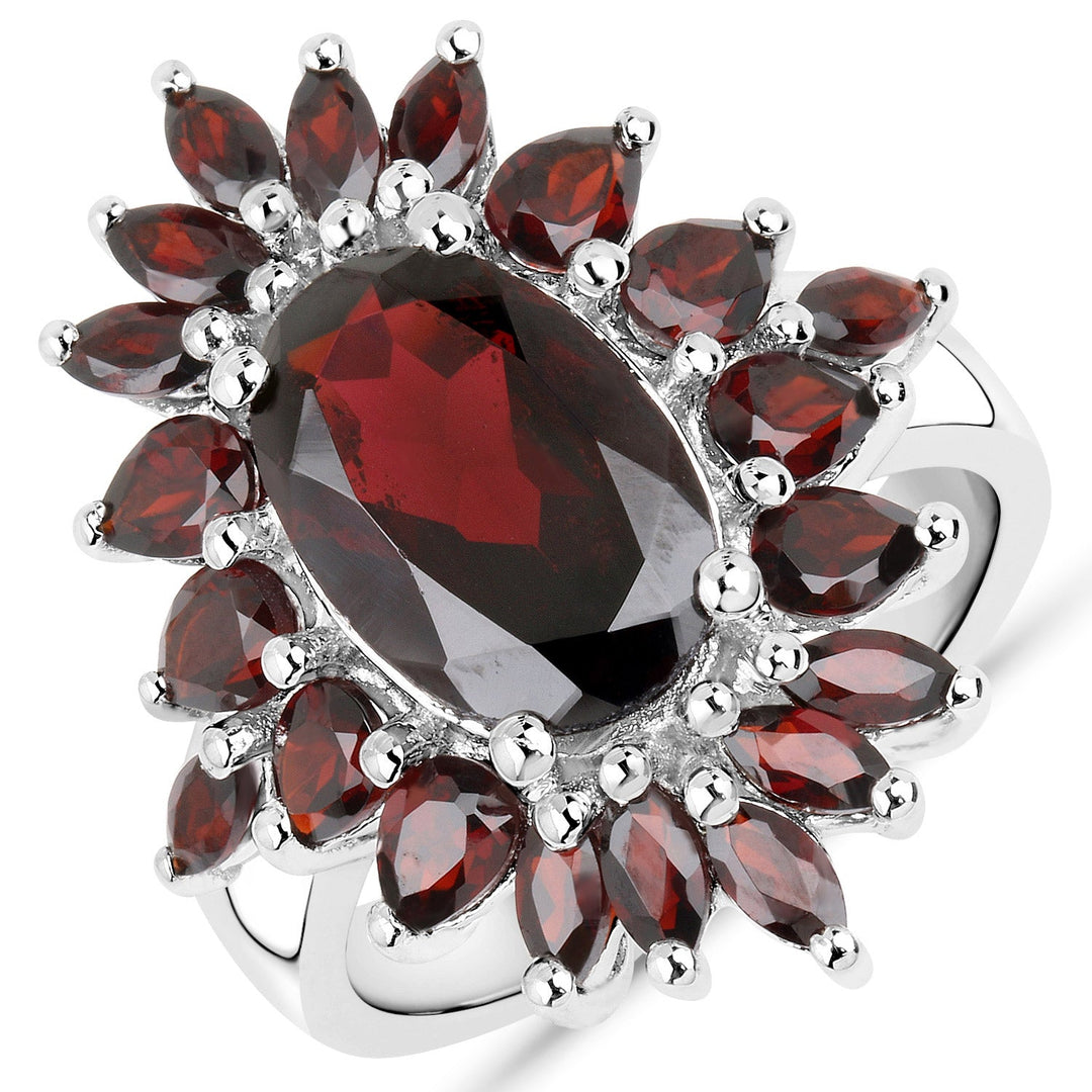 Juego de joyas de 3 piezas de granate genuino de 20,24 quilates en plata de ley 925 (anillo, pendientes y colgante con cadena)