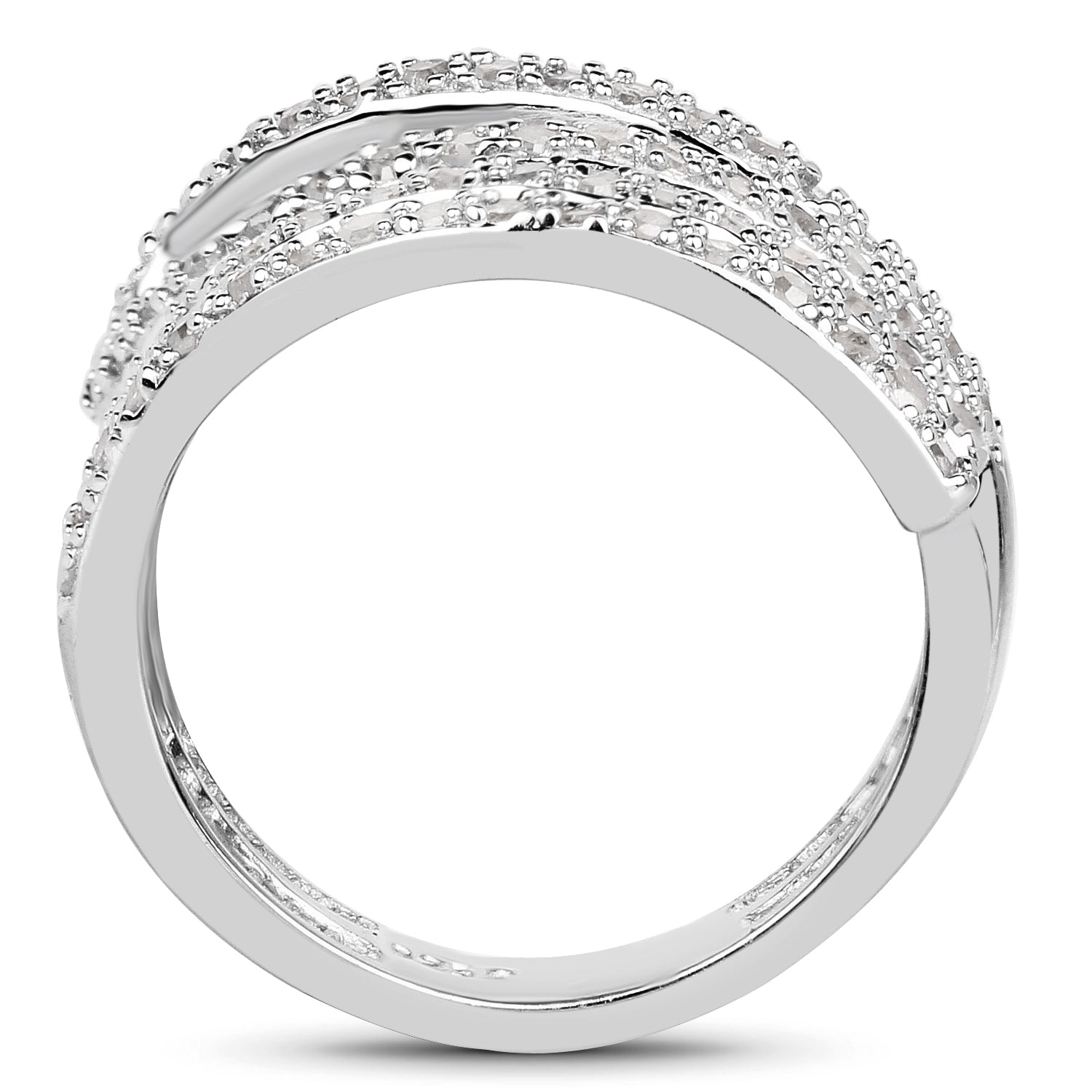Anillo de plata de ley .925 con diamantes blancos auténticos de 0,83 quilates