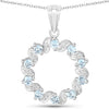 1.10 Carat Genuine Aquamarine and White Topaz .925 Sterling Silver Pendant