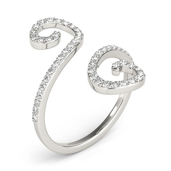 Anillo estilo calado abierto con diamantes en oro blanco de 14k (1/2 quilate de peso total)