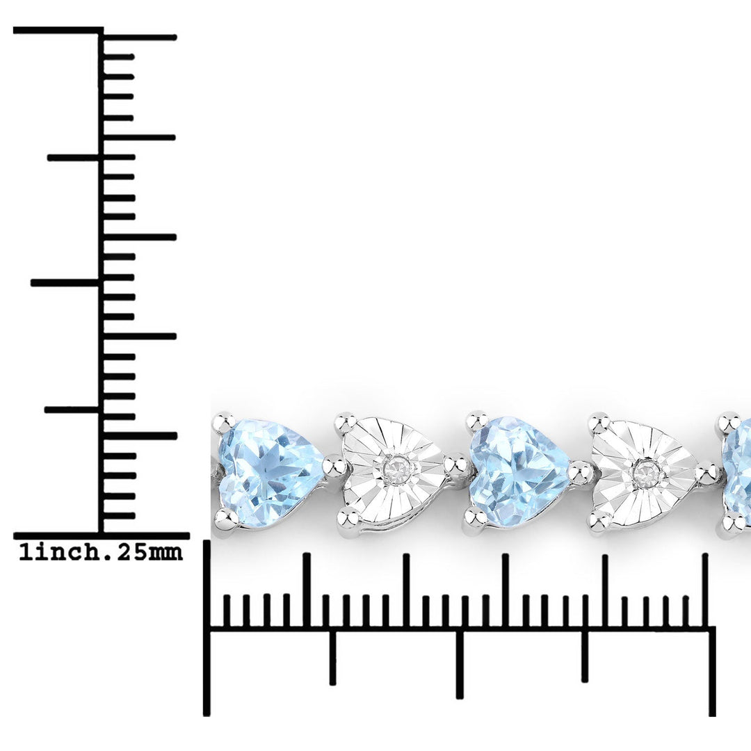 Pulsera de plata de ley .925 con topacio azul genuino de 7,64 quilates y diamantes blancos