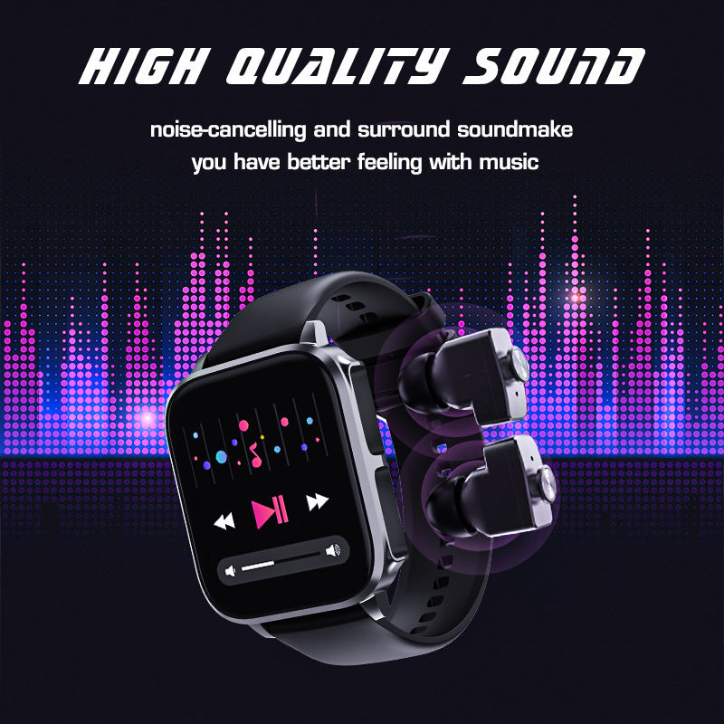 Two-in-One Bluetooth Earbuds Headset & Smart Watch - Heart Rate and Blood Pressure Monitor with Music Control