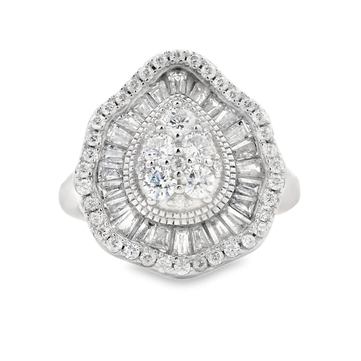 Anillo de circonita cúbica auténtica de plata de ley