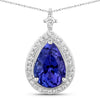2.20 Carat Genuine Tanzanite and White Diamond 14K White Gold Pendant
