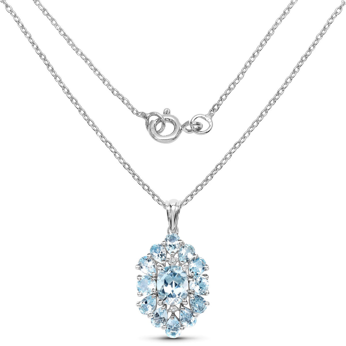 10.06 Carat Genuine Blue Topaz .925 Sterling Silver Pendant - imagen 2 de 6