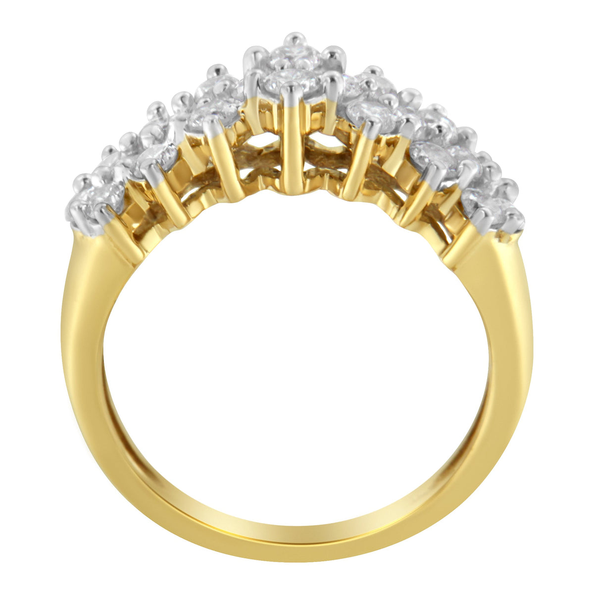Anillo de oro amarillo de 10 quilates con diamantes redondos (1 cttw, color J-K, claridad I1-I2)