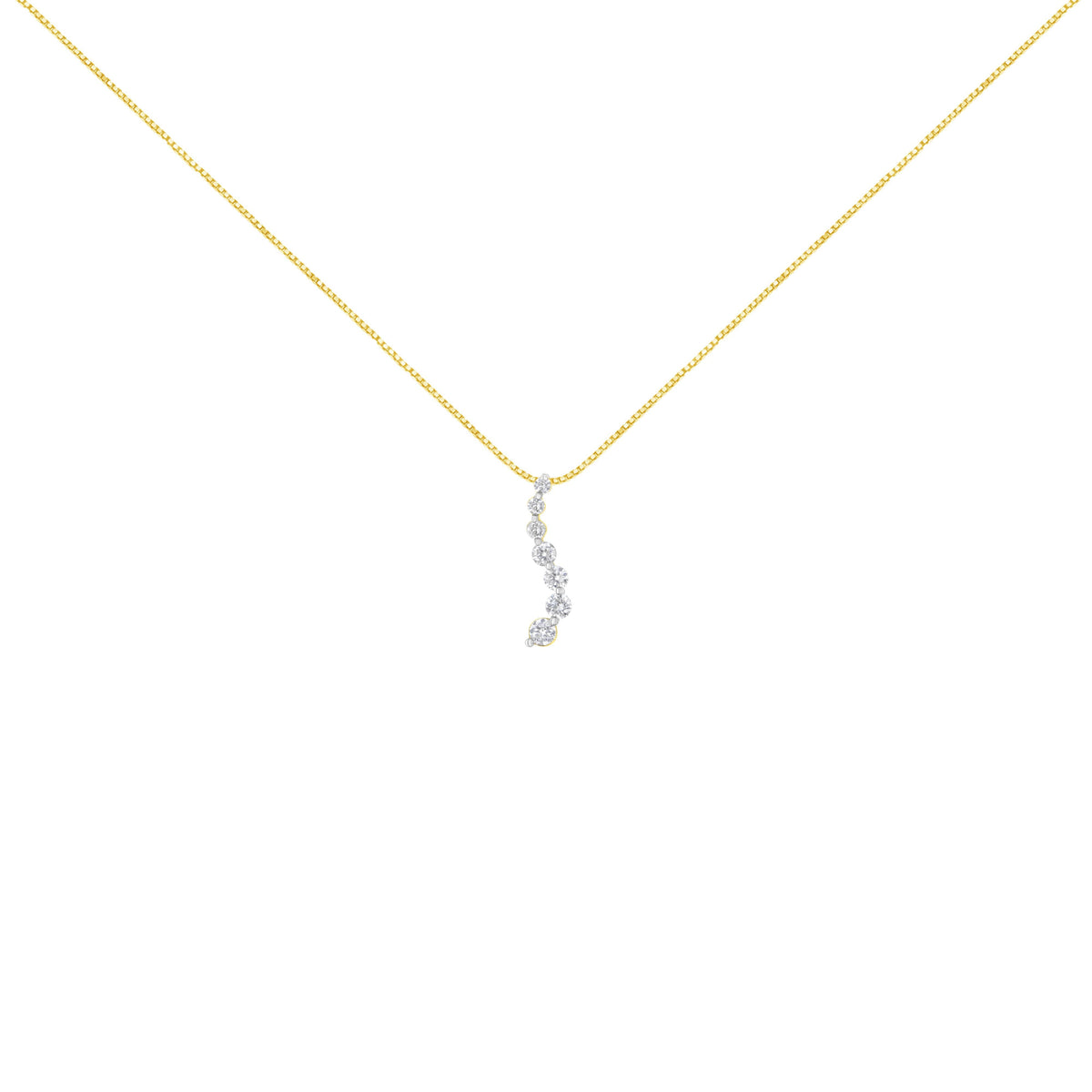 Collar con colgante AGS certificado, oro amarillo de 14 quilates, diamantes talla baguette y brillantes redondos de 2.0 quilates, estilo "journey", 45.72 cm (color F-G, claridad I1-I2)