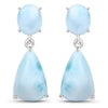 11.54 Carat Genuine Larimar .925 Sterling Silver Earrings