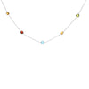 14K White Gold Bezel Set Mixed Gemstone 7 Station Adjustable 18